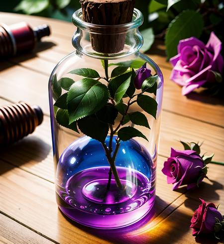 flowers roses, a glass bottle with a purple liquid inside of it, painting of one health potion, world of warcraft spell icon, fantasy game spell icon, lightning mage spell icon, magic spell icon, league of legends inventory item, potion, fantasy game spell symbol