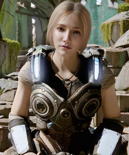 anya_stroud, natural color, standing, looking at camera, armor, realistic <lora:Anya_Stroud:0.85>