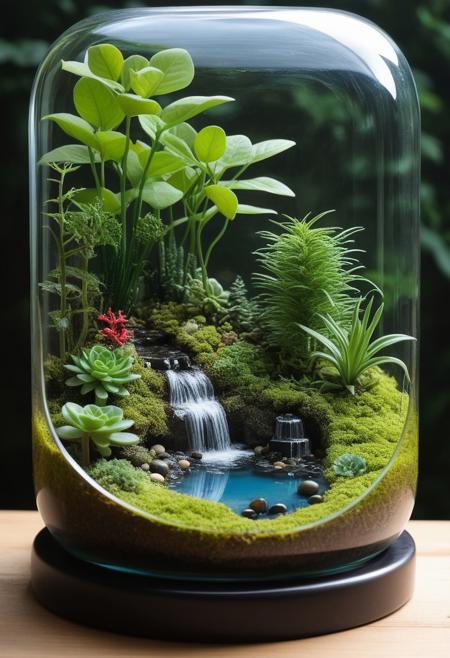 Terrarium Tales. Concoct miniature worlds within glass terrariums, 
hosting tiny civilisations, 
ecosystems, 
or fantastical landscapes