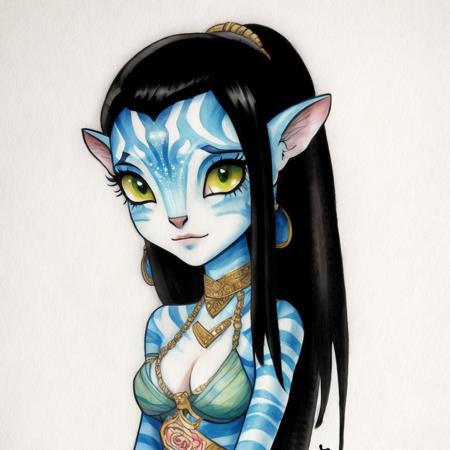 Avatar Style, masterpiece, best quality, ultra-detailed, cartoon style woman, cute art style, chibi