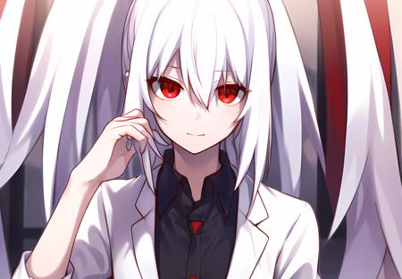 <lora:Isla Plastic Memories:0.8>, red eyes, white hair, (high quality, best quality:1.4)