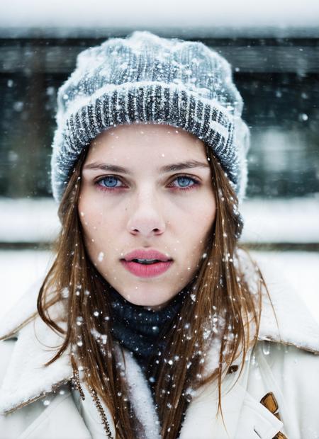 analog style, modelshoot style, RAW photo of a sks woman, sitting in outdoor car ,winter ,snowy , ((wearing cap)), (detailed face), grunge, ((visual kai)),  ((full body)), (high detailed skin:1.2), 8k uhd, dslr, soft lighting, high quality, film grain, Fujifilm XT3, <lora:locon_scarlett_v1_from_v2_64_32:1.3>