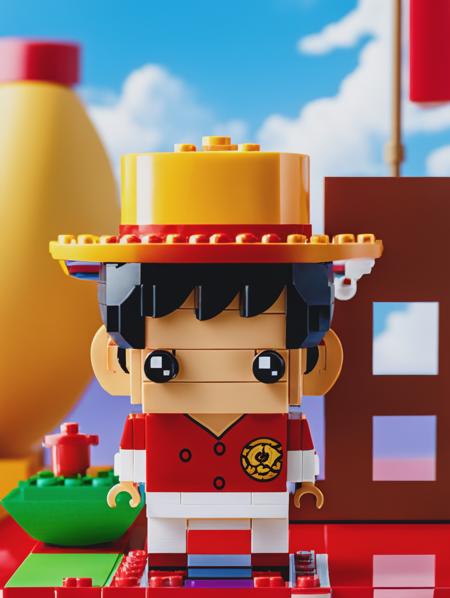 LEGO BrickHeadz, Monkey D. Luffy on a ship, in One Piece <lora:lego_v2.0:0.8>, masterpiece, high detail, 8k, high detailed skin, 8k uhd, high quality