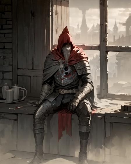 detailed, solo, sitting, drink tea, gray-haired, cloak,  Gael, <lora:Gael:0.8>