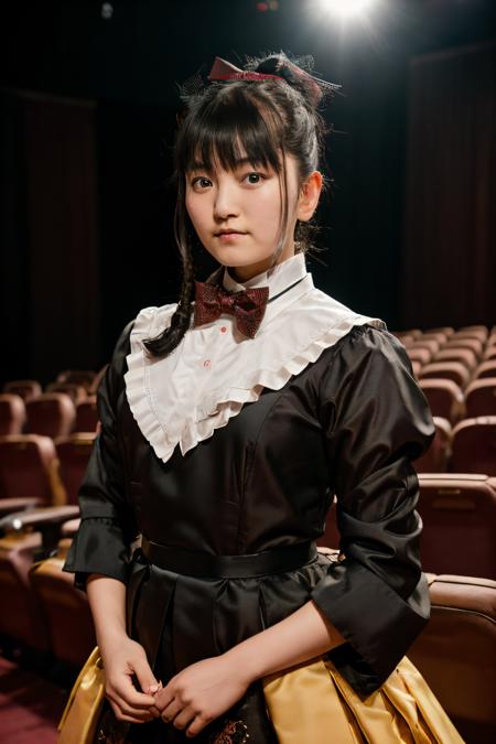 RAW photo of sumetal, Bow-Tie Blouse at Theater Show, (high detailed skin:1.2), 8k uhd, dslr, soft lighting, high quality, film grain, Fujifilm XT3, <lora:sumetal:1>