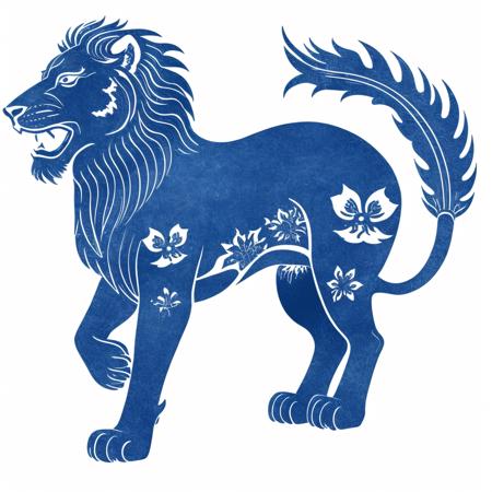 a papercutcd lion, blue theme, (solo:1.2), <lora:papercutcd-000008:0.7>, no humans, high quality, masterpiece, realistic, photorealistic, (full body, white background:1.3)