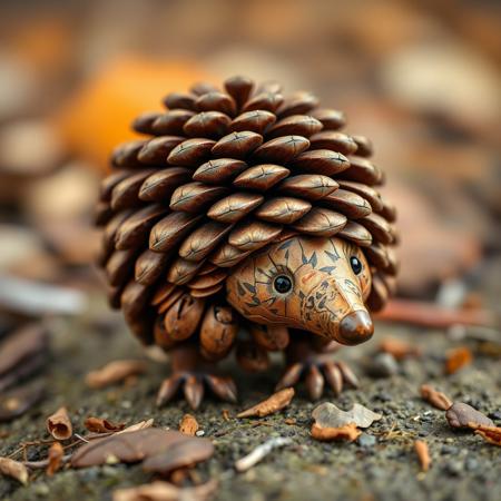 ral-pinecone, ((Top Quality, 8k, Masterpiece: 1.3)), A armadillo made of pine cones, adorable expressions,