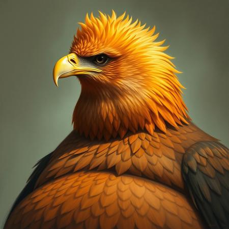 An obese orange man with an eagle for hair
