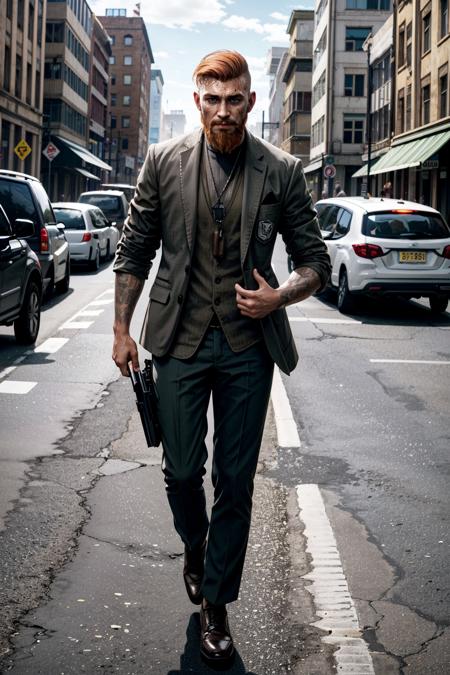 ((masterpiece, best quality))
<lora:add_detail:0.8>
 <lora:FarCry5Jacob:0.8>
FarCry5Jacob, 1boy, solo, short hair, orange hair, beard, in a busy urban street, wearing a tailored three-piece suit, confidently striding forward amidst the city's hustle and bustle