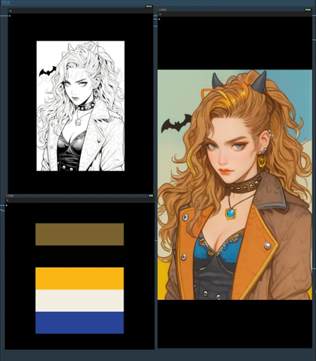 Color the line drawing according to the color card v1.0