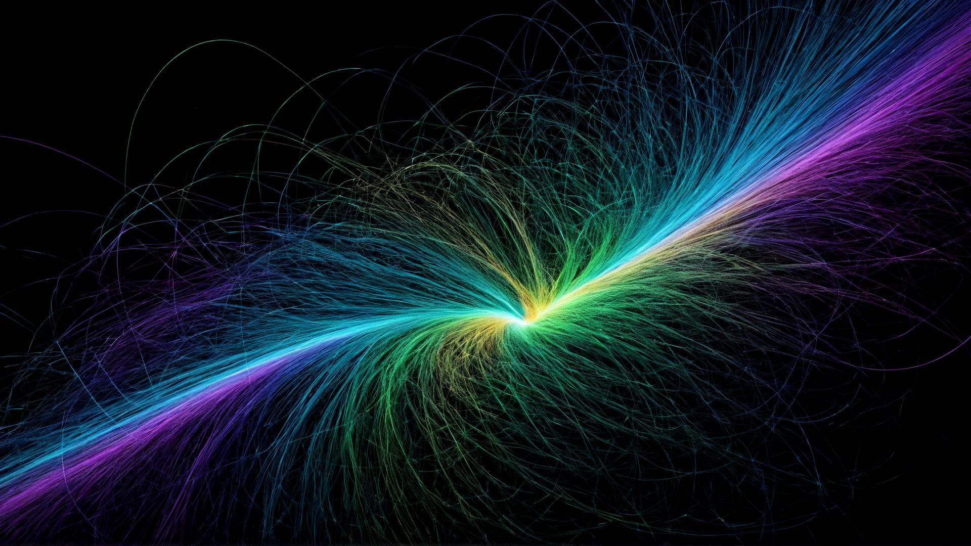 Interlocking spirals of glowing fiber optic threads, forming a complex web of light. The threads are multicoloredâshifting between neon greens, blues, and purplesâagainst a pitch-black background, with particles of dust catching the light., Photorealistic, Hyperrealistic, Hyperdetailed, analog style, soft lighting, subsurface scattering, realistic, heavy shadow, masterpiece, best quality, ultra realistic, 8k, golden ratio, Intricate, High Detail, film photography, soft focus