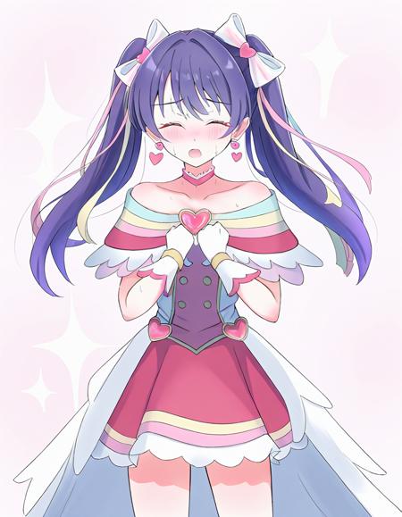 magical girl heart brooch purple hair twintails