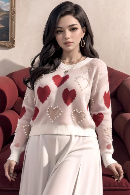 h3artp34rlsw34t3r, white sweater, red and pearl hearts