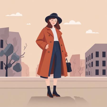 <lora:Flat style-000014:1>,Flat style,A girl wearing a fashionable coat,