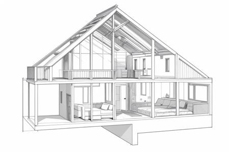 ((Interior cross section of 2-story midwest home)), 2D, line drawing, sketch, linear of cross section masterpiece,best quality,indoors,no humans,scenery,simple background,building,architecture,lineart, 
<lora:Architectural cross section perspective:0.7>,