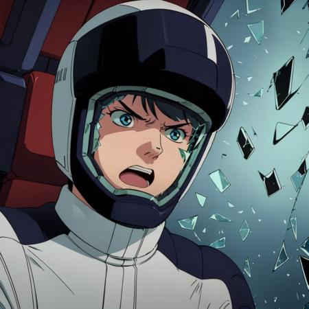 masterpiece,high quality,solo,
<lora:kamillebidan001:0.7>,angry,open mouth,
kamillebidan,1boy,
helmet,
pilot suit,
cockpit,
broken glass,