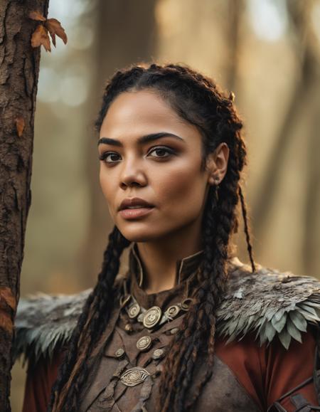 cinematic photo A closeup portait of  (((ohwx woman))) an ancient druid made of bark, she live hidden in the vegetation of a forgotten forest, highly detailed painting, by Artgerm and Raphael Lacoste  <lora:tessa_lora_sdxl_v1-000009:1> . 35mm photograph, film, bokeh, professional, 4k, highly detailed