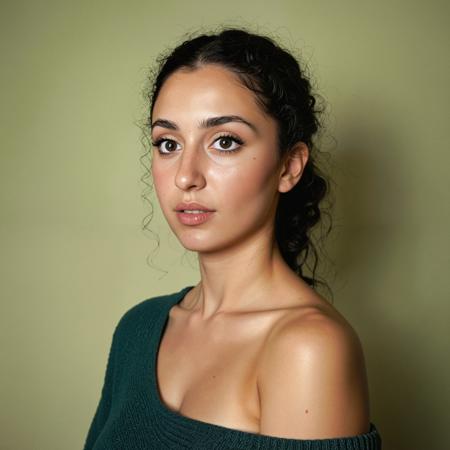 a close up  analogue photo of a beautiful age 21 Greek woman, ((dark eyes)), ((black hair)), olive skin, (Greek nose) oval face, curly hair, <lora:Greek_contemporary_Goddess-000006:0.8>,RAW full body analogue photo of a beautiful 20 years old woman, Wearing elegant one-shoulder sweater dress. Detailed eyes framed by long, perfect eyelashes. Her eyebrows are perfectly arched and delicate, adding grace to her gaze. Subtle eyeliner. Light make-up. Detailed face. Soft features. Sensual. Photorealistic, Natural atmospheric lighting, intricate details ,low light, soft natural light, Rembrandt style light, Hasselblad DLSR camera, 200mm Zeiss lens, f/2.8,Sexy pose, erotic pose, exhibitionism, medium breasts (sexy thicc body),,clear focus, high resolution image, low light, soft natural light, Rembrandt style light, Hasselblad DLSR camera, 200mm Zeiss lens, f/2.8, ,Sexy pose, erotic pose, exhibitionism, ,grand ballroom