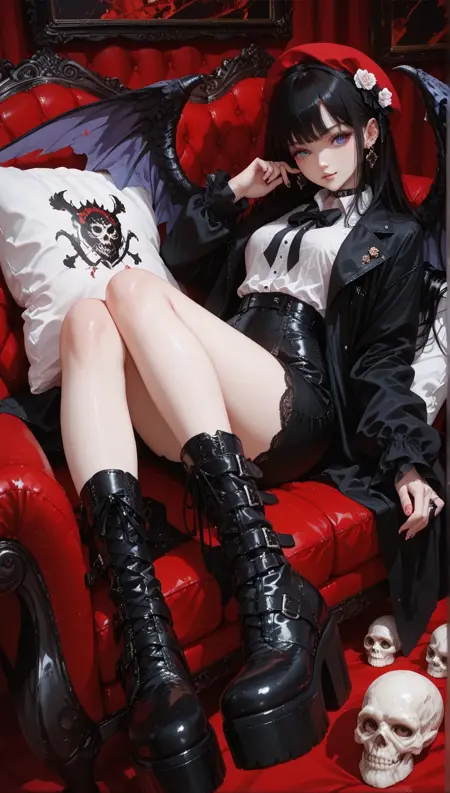 Song of the Scarlet Sunset: Punk Gothic with Purple Wings ( SDXL Illustrious v.10)