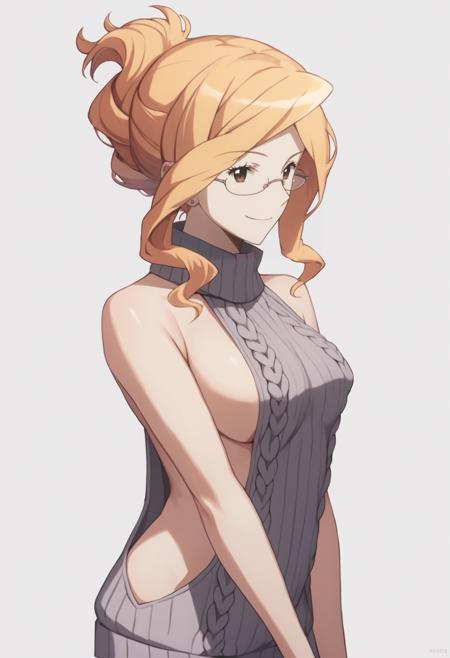 henrietta, glasses, dress, hair up, anime screencap