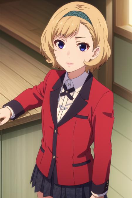 itsukisumeragi, <lora:itsuki sumeragi s2-lora-nochekaiser:1>,
itsuki sumeragi, short hair, blue eyes, blonde hair, braid, hairband, smile,
BREAK skirt, shirt, school uniform, jacket, white shirt, pleated skirt, collared shirt, black skirt, blazer, (red jacket:1.5),
BREAK indoors, classroom,
BREAK looking at viewer, (cowboy shot:1.5),
BREAK <lyco:GoodHands-beta2:1>, (masterpiece:1.2), best quality, high resolution, unity 8k wallpaper, (illustration:0.8), (beautiful detailed eyes:1.6), extremely detailed face, perfect lighting, extremely detailed CG, (perfect hands, perfect anatomy),