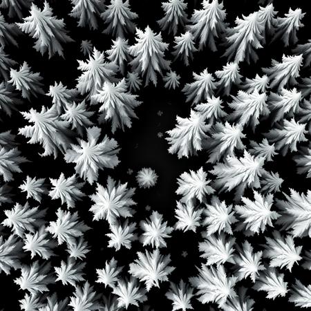 a overhead view of forest treetops, in a black and white lineart style as a tile from a video game tileset, viewed directly from overhead,  2D minimalist style, black and white monochrome color pallete, The overall design is square in shape