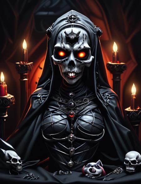 h4l0w3n5l0w5tyl3DonMD4rk detailed Gothic Vampire, Spellbinding, Mummy Dogs, Coffin Lights,   <lora:h4l0w3n5l0w5tyl3DonMD4rk_v1.1-000008:0.85>