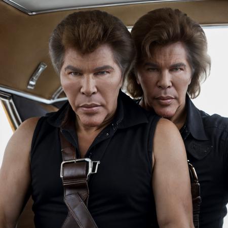 cinematic still of (((70s))) buddy cop movie, bogdanoff_bros, (shoulder holster), chevy monte carlo <lora:podracing_10:0.7>