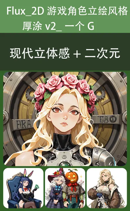 Flux_2D game character concept_Thick Paint Style