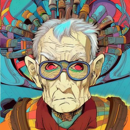 An old person, ComplexLA style, nvinkpunk, marioalberti artstyle,  ghibli style