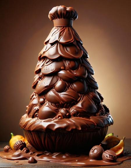 masterpiece, 8k resolution, high quality, fruit basket made of chocolate  <lora:merged:1>