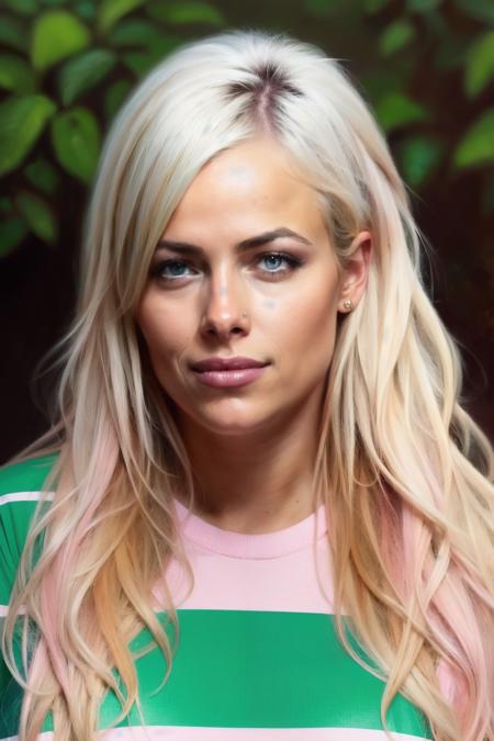 portrait photo of lvm,(pink and green striped shirt), (dirty blonde hair), alluring portrait, intricate, highly detailed, digital painting, artstation, concept art, naughty, sharp focus, cinematic lighting, illustration, art by artgerm and greg rutkowski, alphonse mucha, cgsociety
, <lyco:LivM-RealVision-V1.0:1.0>