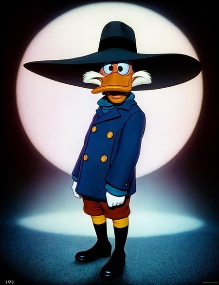 solo, cartoon, coat, drwd, duck, hat, purple, wearing, with <lora:drwd06:0.7>, best quality, inspired by H.R. Millar, (comedic photograph of the year), [(dimmed, night, dark:1.5) ::0.5], van gogh, (still image),(movie scene),(vintage),(videotapequality:1.2),(1990s),(old film),(grainy),(strong contrast), award winning photography (by Bertil Nilsson), magic realism,