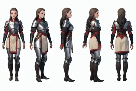 SD1 Baldur's Gate 3 turn, Multi-View, Turnaround, Model Sheet, Character Design