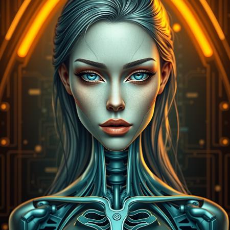 masterpiece, best quality, female standing, front view, 30 years old, beautiful, long hair, erotic, slender fit-muscled body, thin waist, long legs, tall height, very detailed face, perfect eyes, blue eyes, perfect lips, detailed nipples, detailed areolas, front towards viewer, direct gaze, the future, visible bone structure, schematic drawing, hybrid, android features, cyborg features, biomechanical, warm glow of vacuum tubes, transparent, cutaway view, golden light, schematic diagrams,
