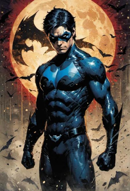 by Jim Lee,(strange but extremely beautiful:1.4),(masterpiece, best quality:1.4),in the style of nicola samori,nightwing,  Ukiyo-e Art