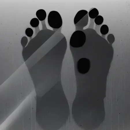 Foot prints on glass