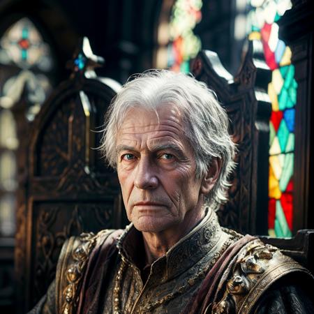 highly detailed horro photo of (rpgroyalty:1.0) in a medieval throne room,

old, jewelry, white hair, old man,

looking at viewer, 

realistic:1.1, depth of field, blurry, blurry background,


photorealistic,
ultra photoreal,
32k, 
stained glass,
light beams,







