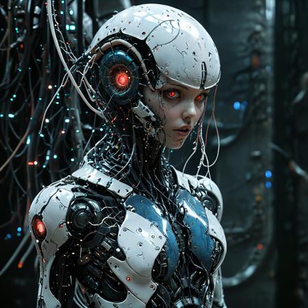 (biopunk sexy woman turning into jellyfish :1.2) with cybernetic features, cinematic, cyberpunk elements, amazing detailed, grim sci-fi, biomorph, organic and mechanical, natural light, beautiful cleavage, glowing red eyes  <lora:Dark_Futuristic_Circuit_Boards:0.6>  circuitboard, dark futuristic  <lora:hyperkraximalism_v1-1:0.2> <lora:Faceless_Cyborgs:0.85>