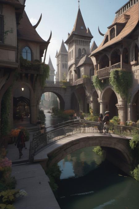 <lora:Parralel Dimensions:1> Parralel Dimensions , a grand capital city nestled in the heart of a magical realm inspired by Dungeons and Dragons. The city stands as a testament to both architectural splendor and mystical enchantments. The streets are bustling with life, filled with a diverse array of creatures, both human and fantastical, going about their daily routines. The buildings showcase a harmonious blend of traditional medieval design and whimsical magical enhancements. Ornate bridges span over flowing rivers and canals, connecting various districts of the city. Gardens and parks are interspersed throughout, teeming with vibrant, otherworldly flora and fauna. In the central square, a magnificent fountain serves as a gathering place, its waters sparkling with magical energies.