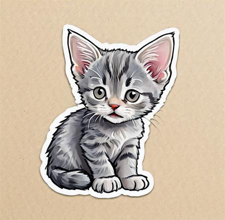 sticker of a gray kitten, (jussi:1), (cat:1),  <lora:Jussi_the_neural_cat-000001:1> jussi, cat, caricature sticker