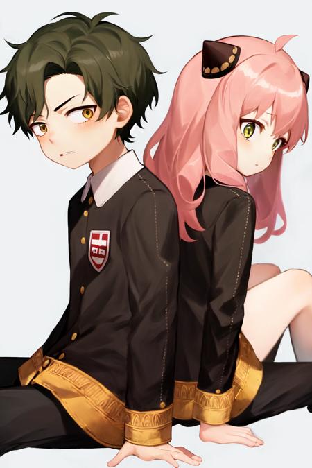 1boy damian 1girl anya eden academy uniform capelet