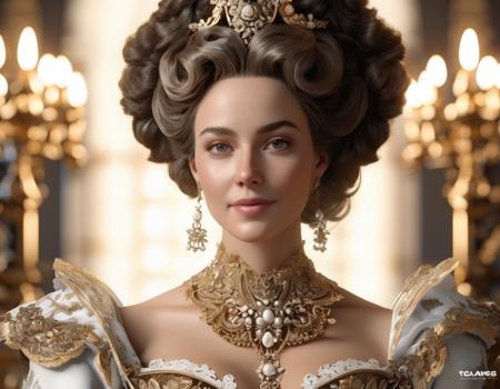 a Rococo noblewoman", elaborate gown, huge rococo hair, head and shoulders portrait, 8k resolution concept art portrait dynamic lighting hyperdetailed intricately detailed Splash art trending on Artstation Unreal Engine 5 volumetric lighting