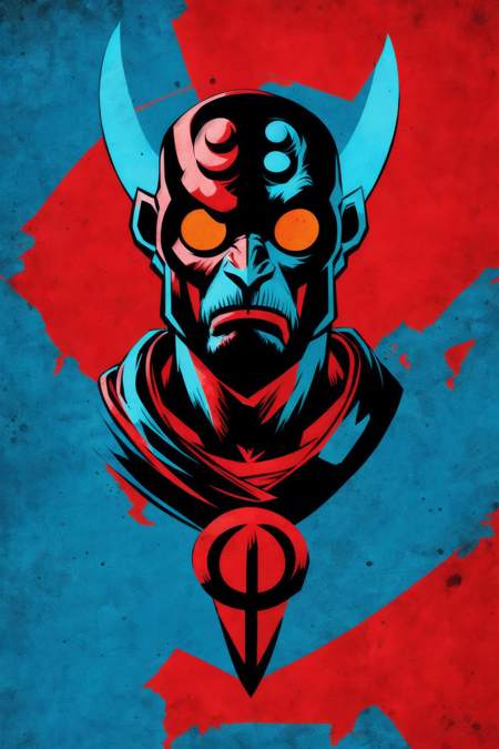 hellboy,  red and blue, 
best quality, masterpiece, fantasy, negative space
(modern digital art  by Amanda Clark  )
  <lora:add_detail:1>