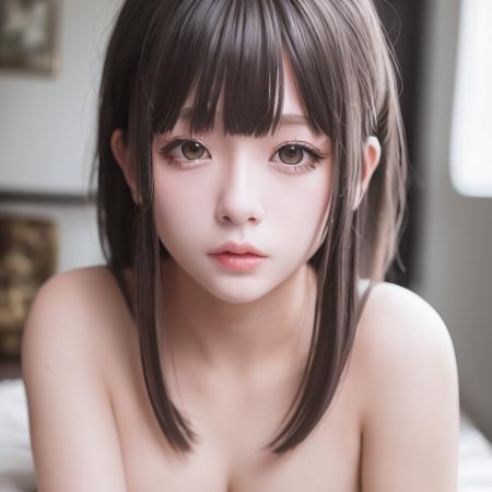 <lora:cutedoll_v6.1:0.5>,best quality, masterpiece, ultra high res, (photorealistic:1.4), 1girl, looking at viewer,  dark eyes,50mm portrait photography,(small breast),(nude)