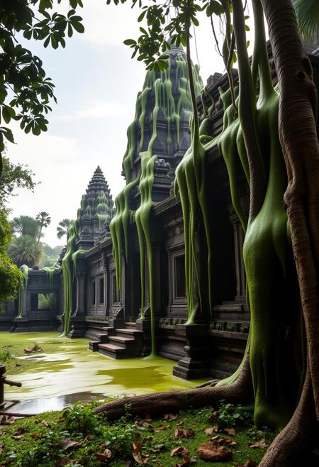 The angkor temples in the jungle made of slime