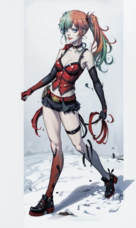 <lora:HaleyQuinn:0.5>, harley quinn, realistic, high quality, portrait, full body, anime,