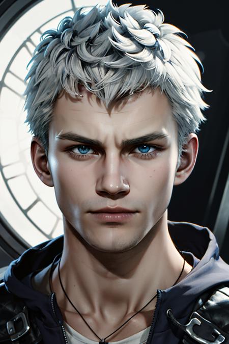 ((ultra detailed, masterpiece, absurdres))
<lora:DMC5Nero:0.9>
DMC5Nero, 1boy, solo, short hair, white hair, blue eyes, portrait