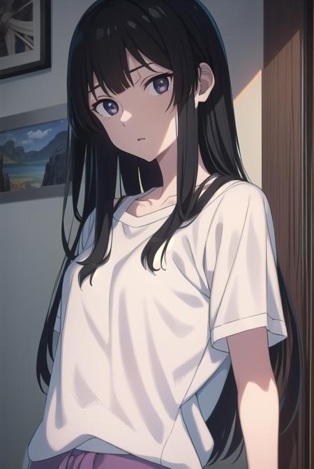 anzuhanashiro, <lora:anzuhanashiro-lora-nochekaiser:1>, 
anzu hanashiro, long hair, bangs, black hair, sidelocks, blunt bangs, (black eyes:1.5),
BREAK shirt, white shirt, short sleeves, shorts,
BREAK looking at viewer,
BREAK indoors,
BREAK <lora:GoodHands-vanilla:1>, (masterpiece:1.2), best quality, high resolution, unity 8k wallpaper, (illustration:0.8), (beautiful detailed eyes:1.6), extremely detailed face, perfect lighting, extremely detailed CG, (perfect hands, perfect anatomy),