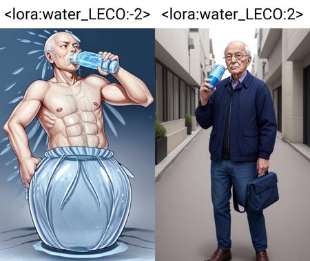 old skinny man, (drinking 14kg suger water:1.2),  <lora:water_LECO:-2>